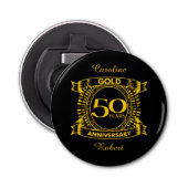 50e Gold Wedding-Jubileum Button Flesopener (Voorkant)
