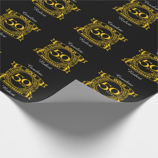 50e Gold Wedding-Jubileum Cadeaupapier (Hoek)
