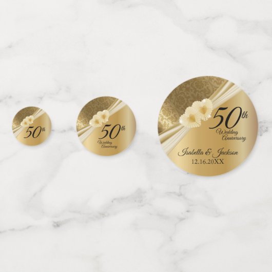 50e 💞 Gold Wedding Jubileum Confetti (Voorkanten)