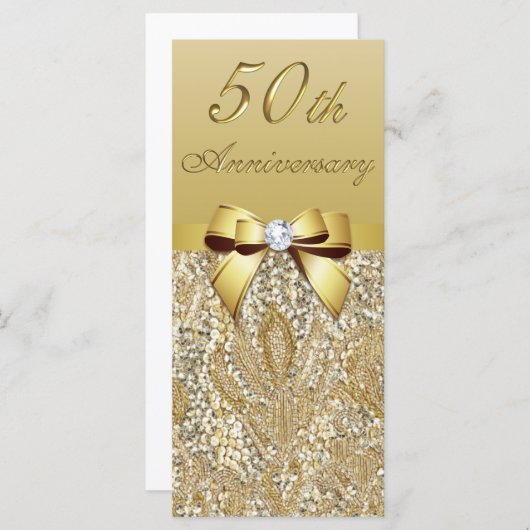 50e Gold Wedding Jubileum Faux Sequins Bow (Voorkant / Achterkant)