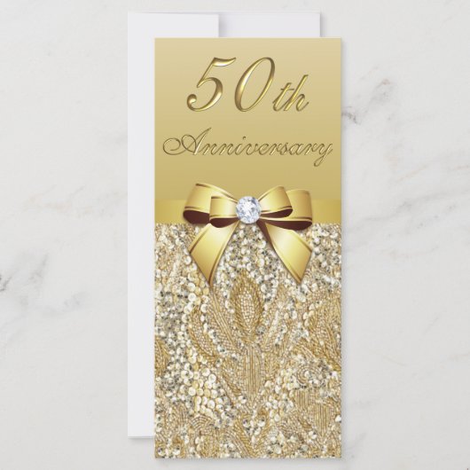 50e Gold Wedding Jubileum Faux Sequins Bow (Voorkant)