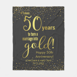 50e Gold Wedding-Jubileum Fleece Deken