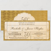 50e Gold Wedding Jubileum Invitation Ticket Kaart (Voorkant / Achterkant)