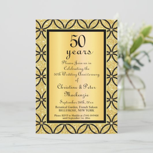 50e Gold Wedding-Jubileum Kaart (Staand voorkant)