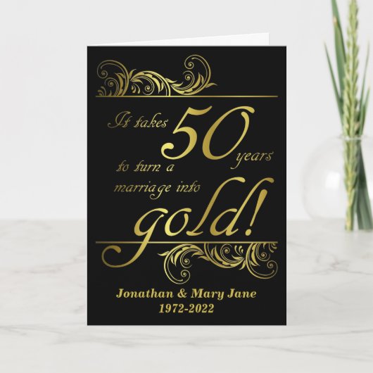 50e Gold Wedding-Jubileum Kaart (Voorkant)