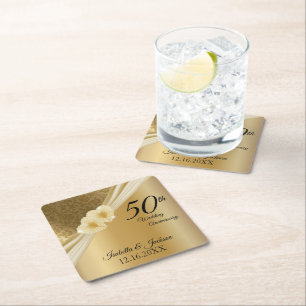 50e 💞 Gold Wedding Jubileum Kartonnen Onderzetters