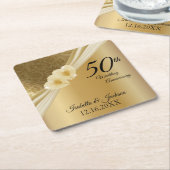 50e 💞 Gold Wedding Jubileum Kartonnen Onderzetters (Schuin)