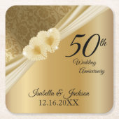 50e 💞 Gold Wedding Jubileum Kartonnen Onderzetters (Voorkant)
