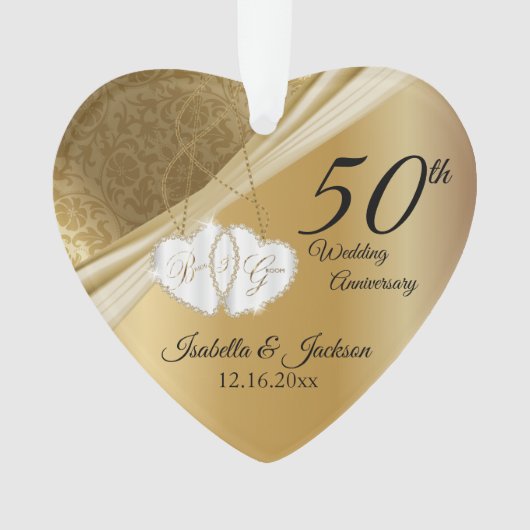 50e Gold Wedding-Jubileum 💕 Keepomwille Design Ornament (voorkant)