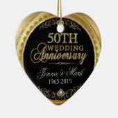 50e Gold Wedding-Jubileum Keramisch Ornament (Rechts)