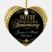 50e Gold Wedding-Jubileum Keramisch Ornament (Voorkant)