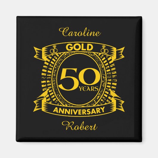 50e Gold Wedding-Jubileum Magneet (Voorkant)