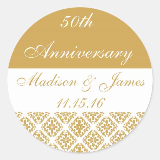 50e Gold Wedding-Jubileum Ronde Sticker (Voorkant)