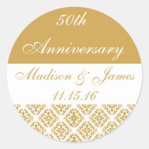 50e Gold Wedding-Jubileum Ronde Sticker