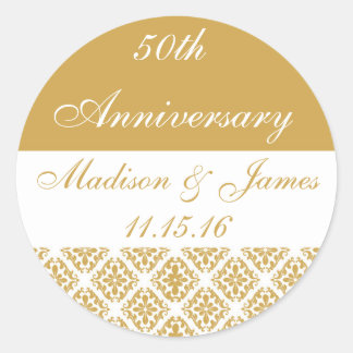 50e Gold Wedding-Jubileum Ronde Sticker