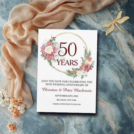 50e Gold Wedding-Jubileum Save The Date