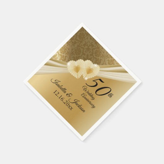 50e Gold Wedding-Jubileum Servet (Hoek)