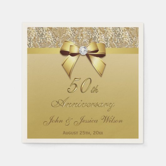 50e Gold Wedding-Jubileum Servetten (Voorkant)
