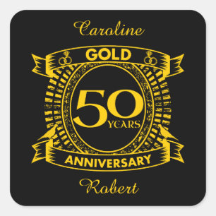 50e Gold Wedding-Jubileum Vierkante Sticker