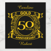 50e Gold Wedding-Jubileum Wijn Etiket (Enkel label)