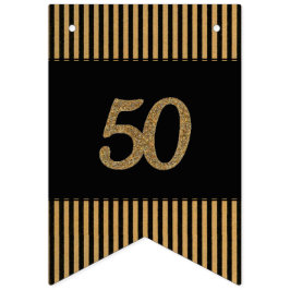 50e Gold - Zwarte & Gold Stripes Vlaggetjes