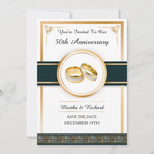 50e Golden Art Deco Jubileum Uitnodigen Save The Date (Voorkant)
