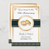 50e Golden Art Deco Jubileum Uitnodigen Save The Date (Voorkant / Achterkant)
