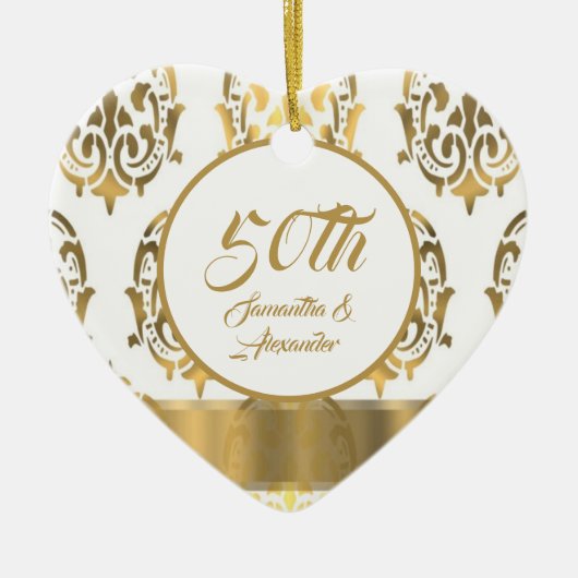 50e Golden bruiloft Jubileum Keramisch Ornament (Voorkant)