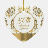 50e Golden bruiloft Jubileum Keramisch Ornament (Achterkant)