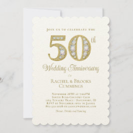 50e Golden Elegant Wedding Jubileum Party Kaart