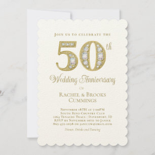 50e Golden Elegant Wedding Jubileum Party Kaart