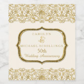 50e Golden Fiftieth Jubileum en Goud Wijn Etiket (Enkel label)