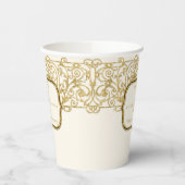 50e Golden Fiftieth Jubileum Gold Glitter  Papieren Bekers (Links)