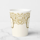 50e Golden Fiftieth Jubileum Gold Glitter  Papieren Bekers (Rechts)