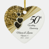 50e Golden Glitter-Jubileum - Druk beide zijden af Keramisch Ornament (Voorkant)
