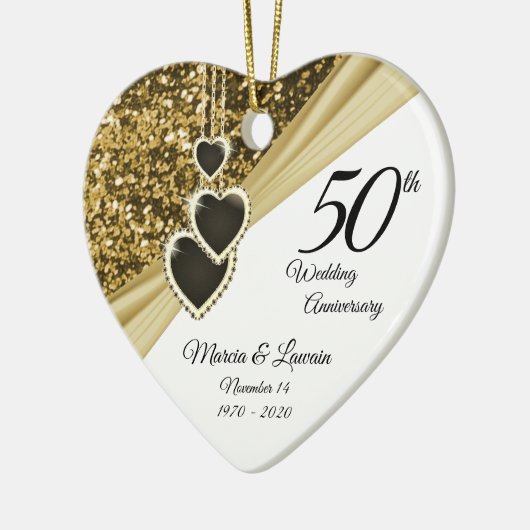 50e Golden Glitter-Jubileum - Druk beide zijden af Keramisch Ornament (Links)