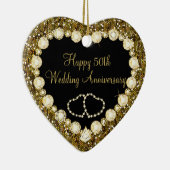 50e Golden Glitter Wedding Jubileum Keramisch Ornament (Rechts)