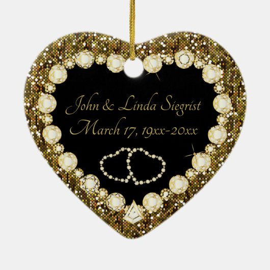 50e Golden Glitter Wedding Jubileum Keramisch Ornament (Achterkant)
