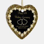 50e Golden Glitter Wedding Jubileum Keramisch Ornament (Rechts)