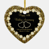 50e Golden Glitter Wedding Jubileum Keramisch Ornament (Voorkant)