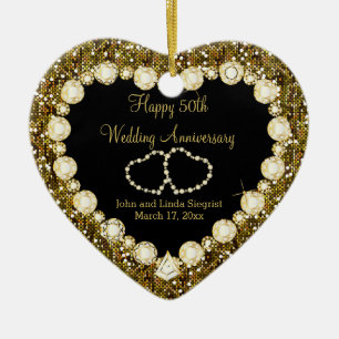 50e Golden Glitter Wedding Jubileum Keramisch Ornament
