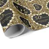 50e Golden Heart Wedding Jubileum | DIY-tekst Cadeaupapier (Rol Hoek)