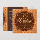 50e Golden Hearts Birthday Party Invitations Kaart (Voorkant / Achterkant)