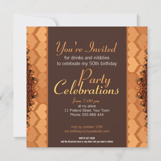 50e Golden Hearts Birthday Party Invitations Kaart (Achterkant)