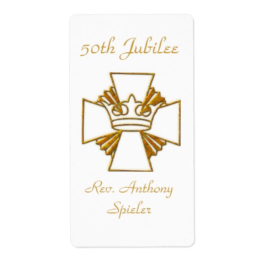 50e Golden Jubilee Priest Ordination Jubileum Etiket (Voorkant)