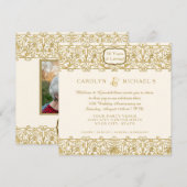 50e Golden Jubileum Cream Art Deco Foto Kaart (Voorkant / Achterkant)