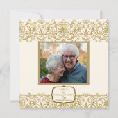 50e Golden Jubileum Cream Art Deco Foto Kaart (Achterkant)