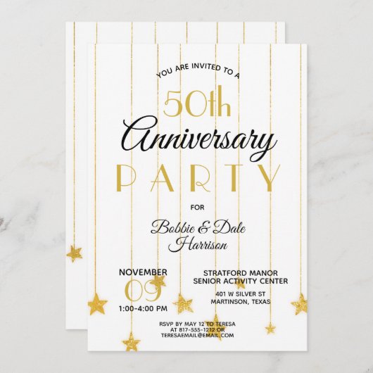 50e Golden Jubileum Custom Event Gold Party Kaart (Voorkant / Achterkant)