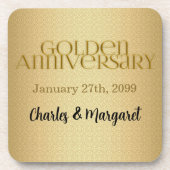 50e Golden Jubileum Damask Drankjes Onderzetter (Voorkant)