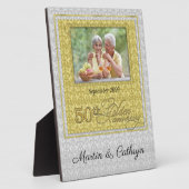 50e Golden Jubileum Damask Foto Fotoplaat (Zijkant)